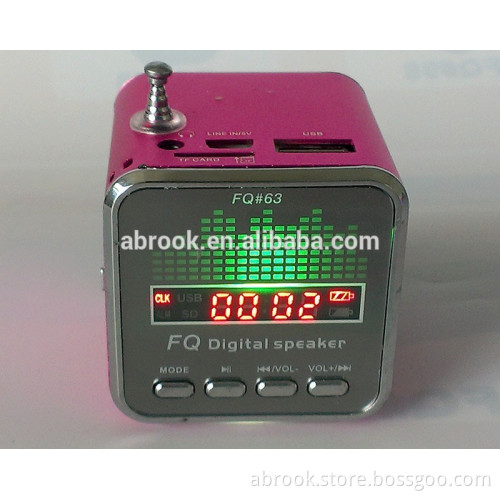 USB SD card fq mini cube speaker with Clock/Alarm Clock/Battery Display function